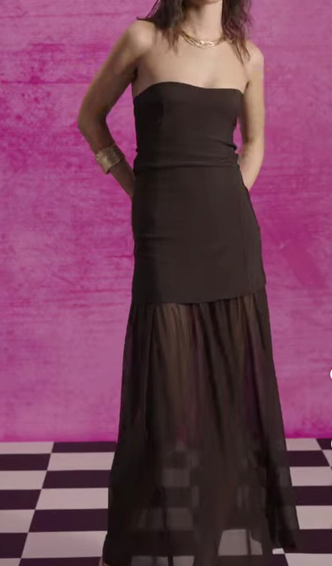 The "Aura" Sheer-Panel Maxi Dress