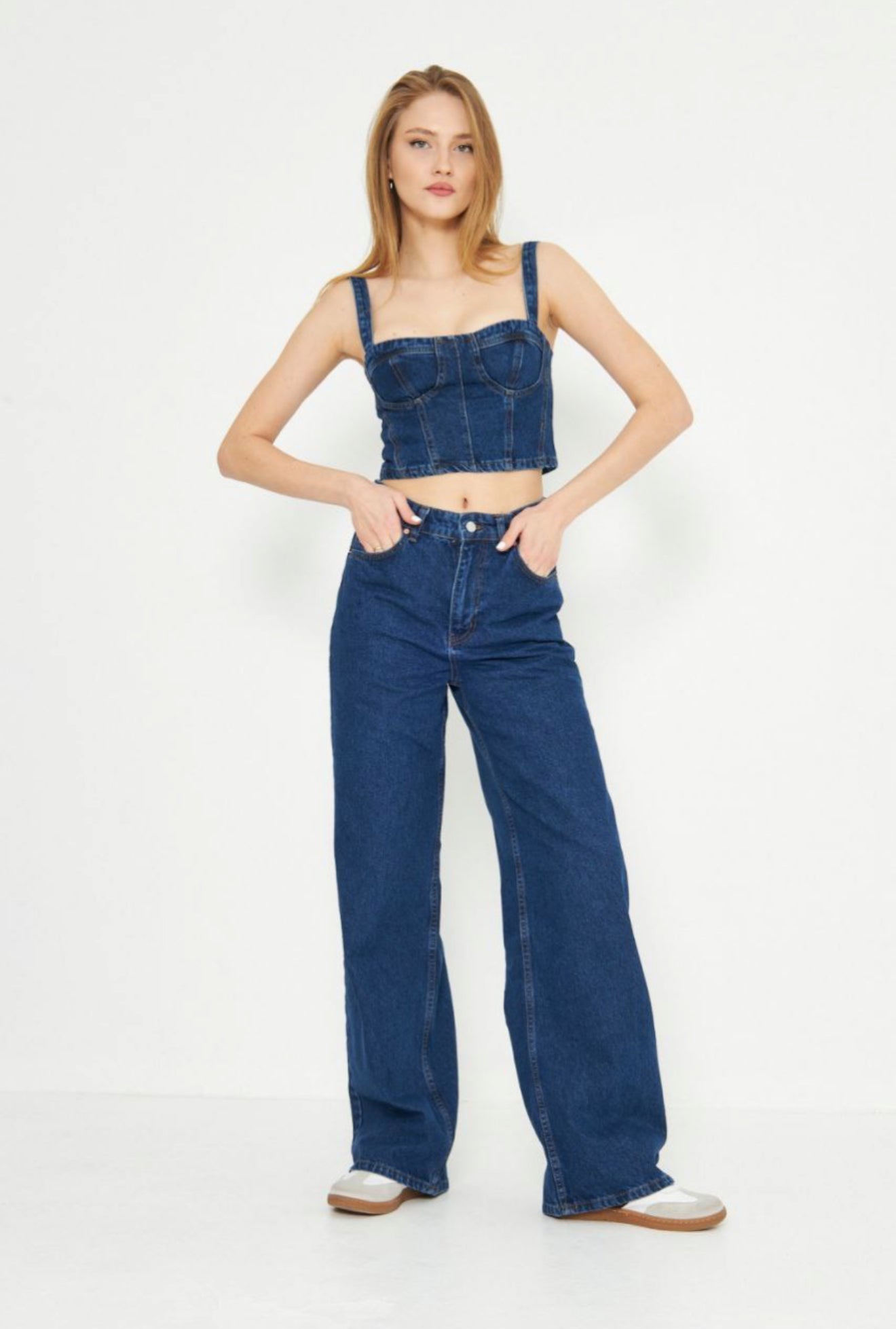 Midnight Bloom Organza Denim top – Stilla boutique