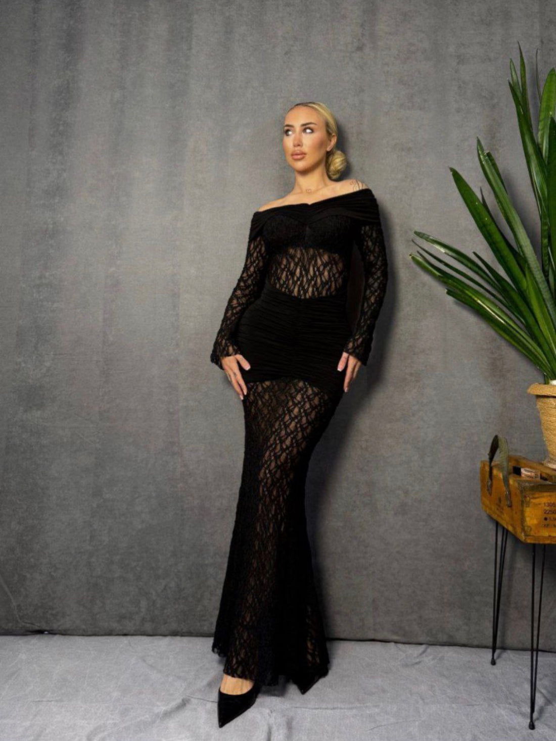 The "Midnight Garden" Tiered Chiffon Dress
