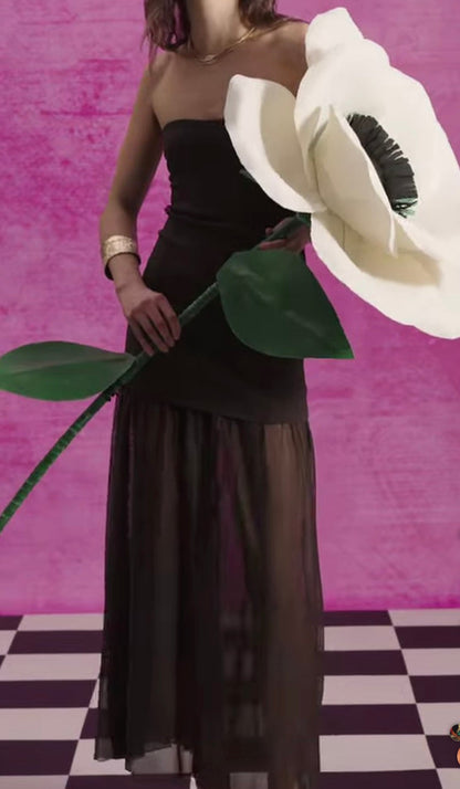 The "Aura" Sheer-Panel Maxi Dress