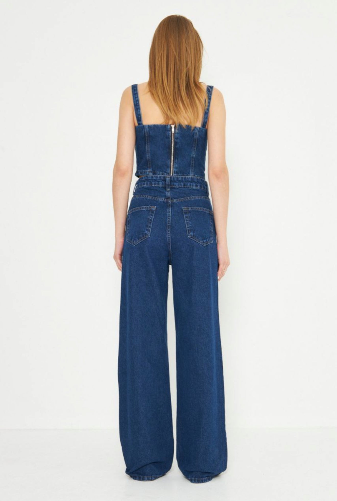 Midnight Bloom Organza Denim top