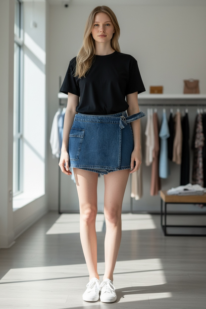 The Tailored A-Line Denim Skirt Split colored