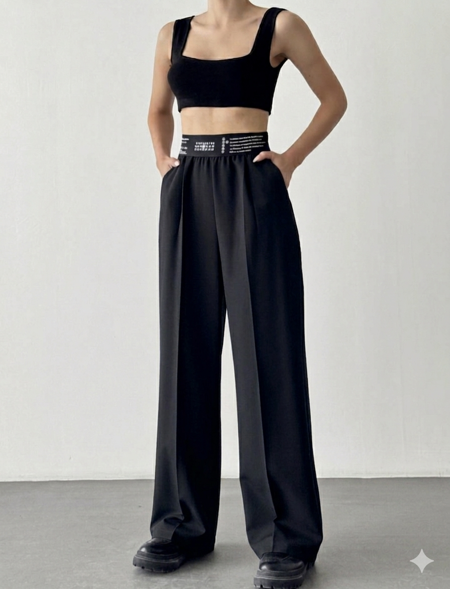 The Urban-Edge Wide-Leg Logo Pants